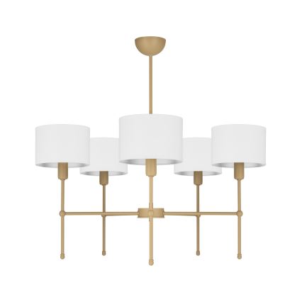 Lampadario con asta MADELA 5xE14/40W/230V bianco/beige