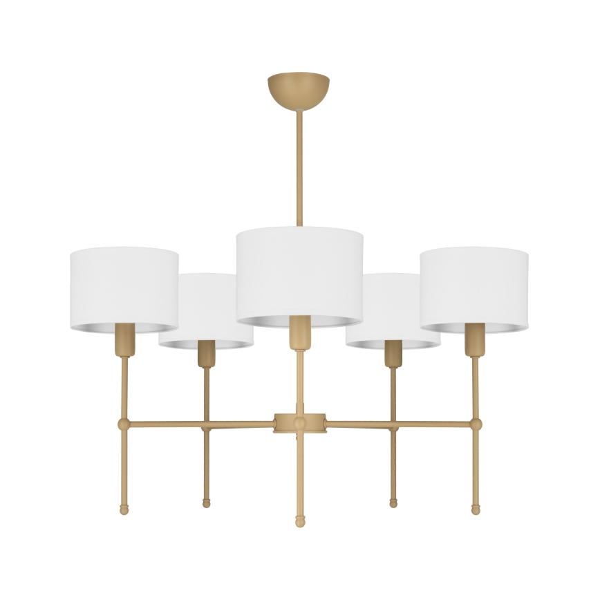 Lampadario con asta MADELA 5xE14/40W/230V bianco/beige