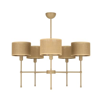 Lampadario con asta MADELA 5xE14/40W/230V iuta/beige