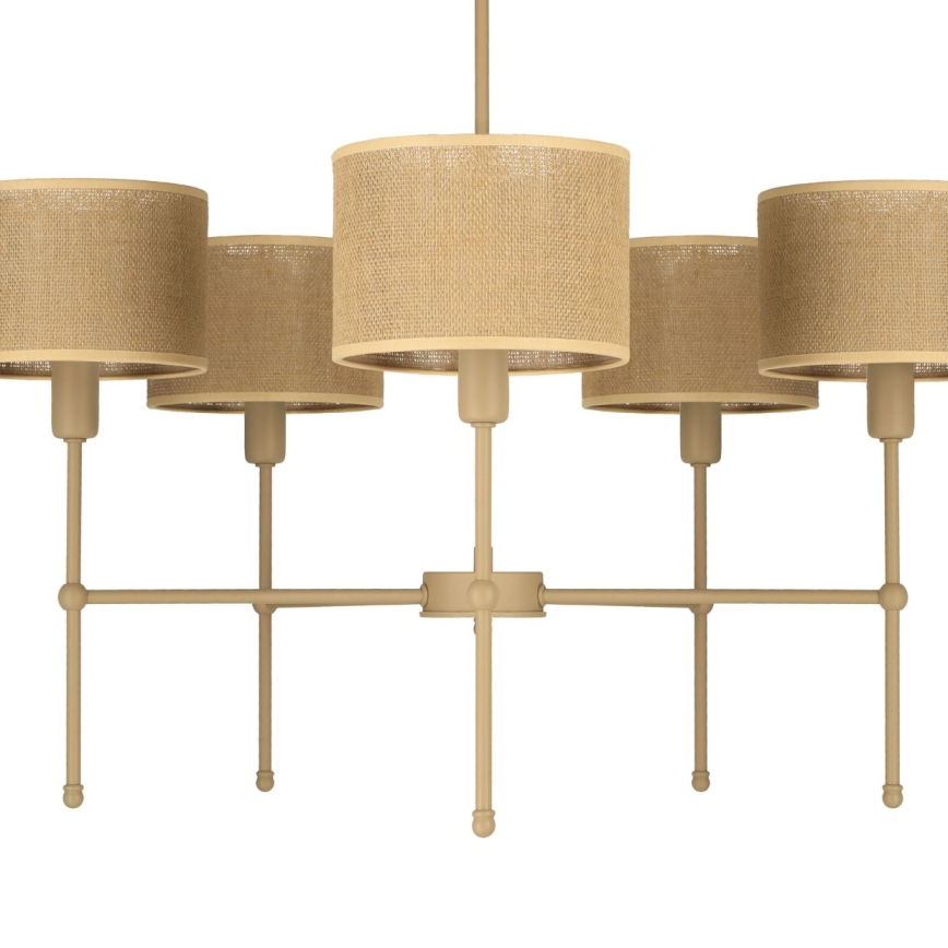 Lampadario con asta MADELA 5xE14/40W/230V iuta/beige