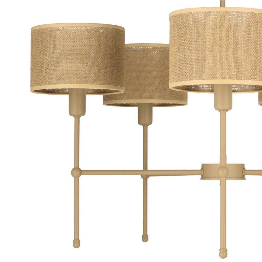 Lampadario con asta MADELA 5xE14/40W/230V iuta/beige