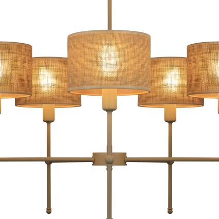 Lampadario con asta MADELA 5xE14/40W/230V iuta/beige