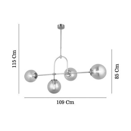 Lampadario con asta POLINO 4xE27/40W/230V, finitura oro