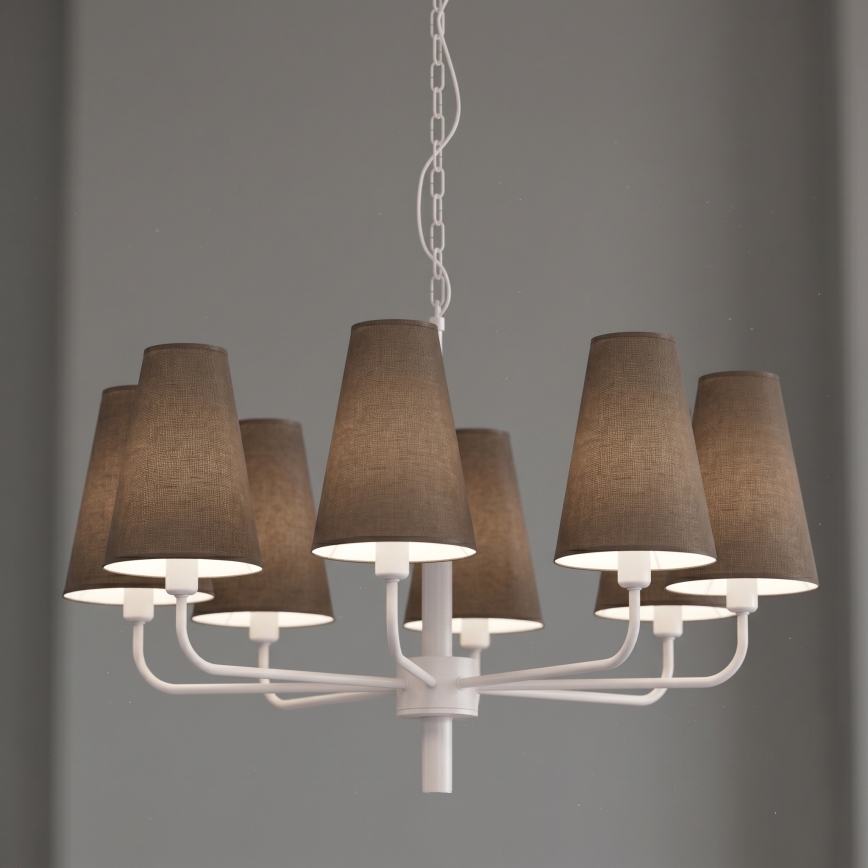 Lampadario con catena TORTOLA 8xE14/15W/230V marrone/crema