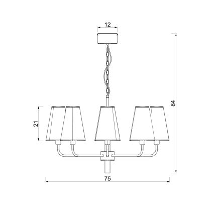 Lampadario con catena TORTOLA 8xE14/15W/230V marrone/crema