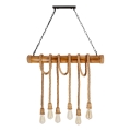 Lampadario con catena VINT 6xE27/40W/230V in bambù