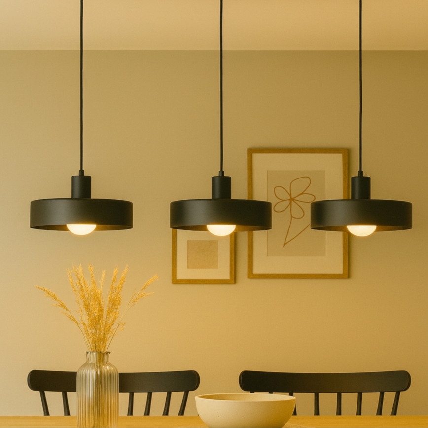 Lampadario con cavo ARCANE 3xE27/60W/230V nero