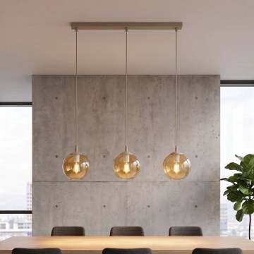 Lampadario con cavo COSMO 3xE14/10W/230V beige/beige fumé