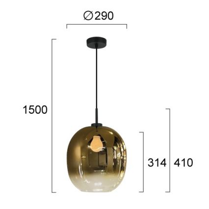 Lampadario con cavo MIRROR 1xE27/14W/230V fumé dorato