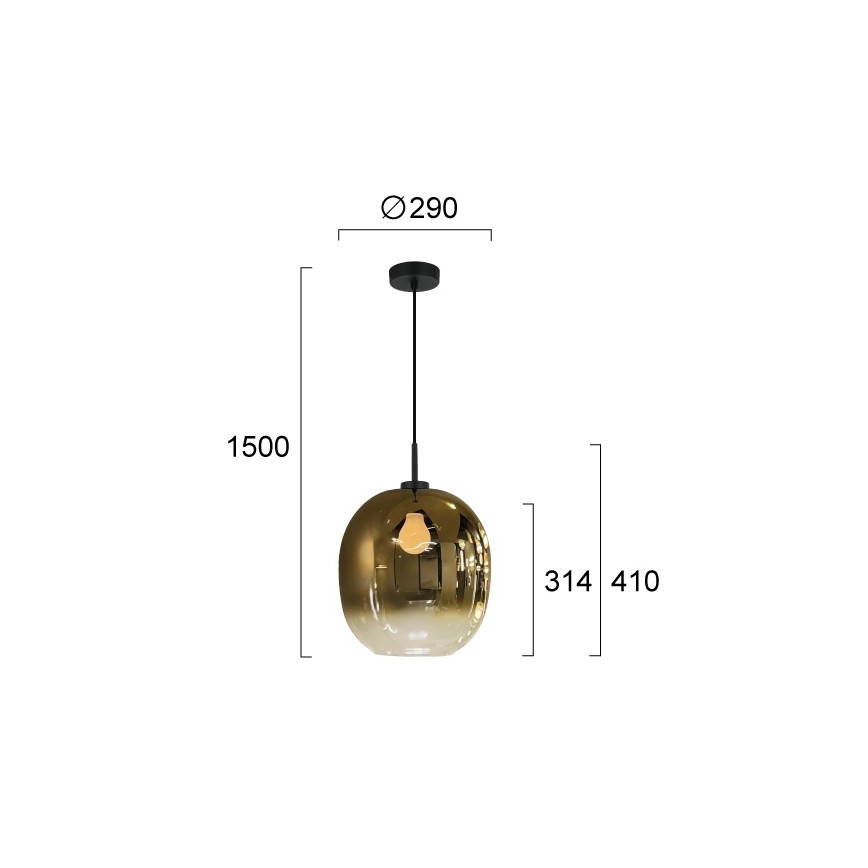 Lampadario con cavo MIRROR 1xE27/14W/230V fumé dorato