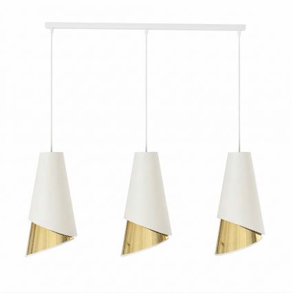 Lampadario con cavo MODA 3xE27/15W/230V bianco/oro