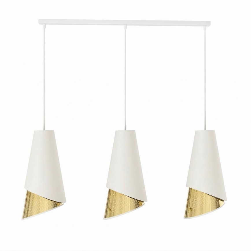 Lampadario con cavo MODA 3xE27/15W/230V bianco/oro