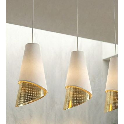 Lampadario con cavo MODA 3xE27/15W/230V bianco/oro
