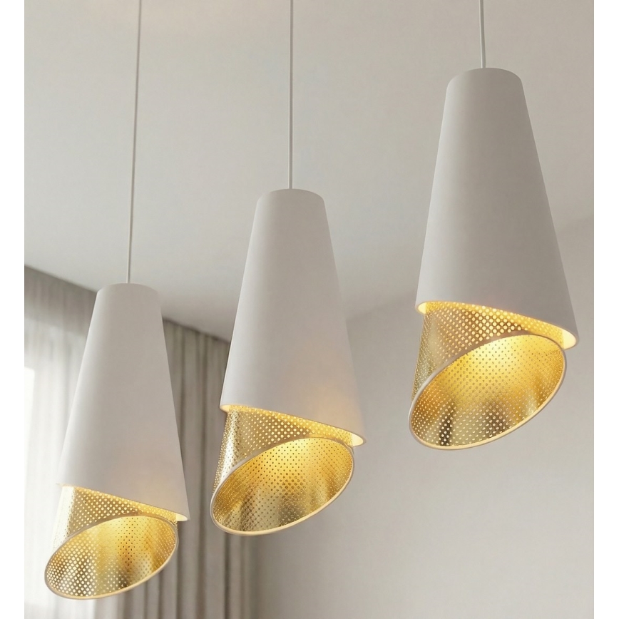 Lampadario con cavo MODA 3xE27/15W/230V bianco/oro