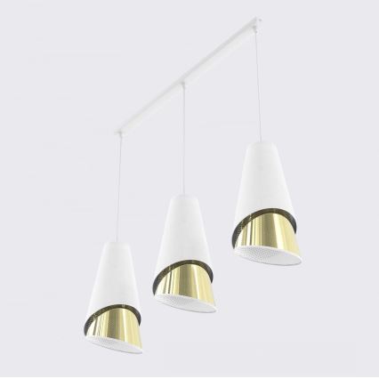 Lampadario con cavo MODA 3xE27/15W/230V bianco/oro
