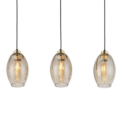 Lampadario con cavo SEBO 3xE27/15W/230V nero/beige fumé