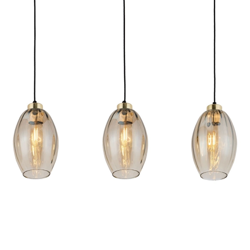 Lampadario con cavo SEBO 3xE27/15W/230V nero/beige fumé