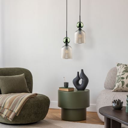 Lampadario con cavo SOPHIA 1xE14/10W/230V nero/verde/beige fumé