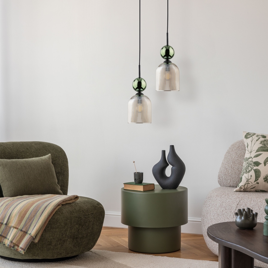 Lampadario con cavo SOPHIA 1xE14/10W/230V nero/verde/beige fumé