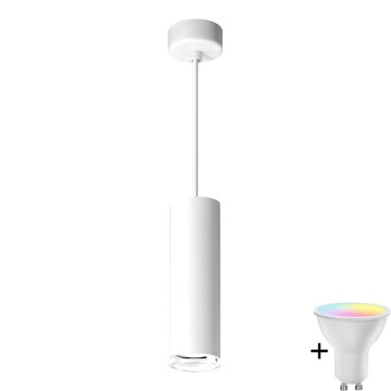 Lampadario da bagno dimmerabile LED RGBW con cavo TURYN 1xGU10/6,5W/230V 2700-6500K Wi-Fi IP44 bianco