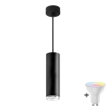 Lampadario da bagno dimmerabile LED RGBW con cavo TURYN 1xGU10/6,5W/230V 2700-6500K Wi-Fi IP44 nero