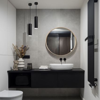 Lampadario da bagno dimmerabile LED RGBW con cavo TURYN 1xGU10/6,5W/230V 2700-6500K Wi-Fi IP44 nero
