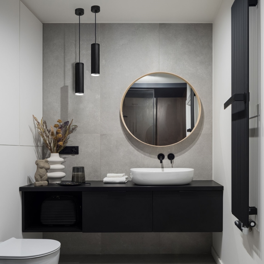 Lampadario da bagno dimmerabile LED RGBW con cavo TURYN 1xGU10/6,5W/230V 2700-6500K Wi-Fi IP44 nero