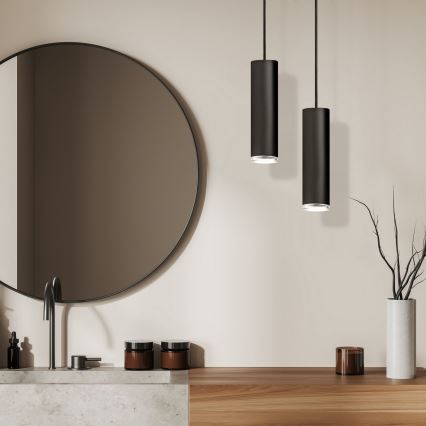 Lampadario da bagno dimmerabile LED RGBW con cavo TURYN 1xGU10/6,5W/230V 2700-6500K Wi-Fi IP44 nero