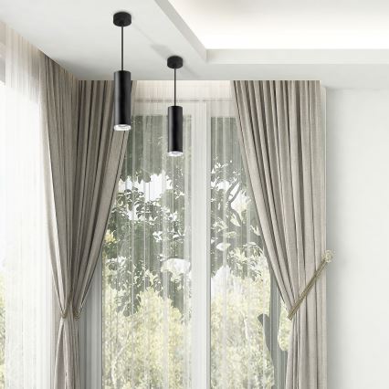 Lampadario da bagno dimmerabile LED RGBW con cavo TURYN 1xGU10/6,5W/230V 2700-6500K Wi-Fi IP44 nero