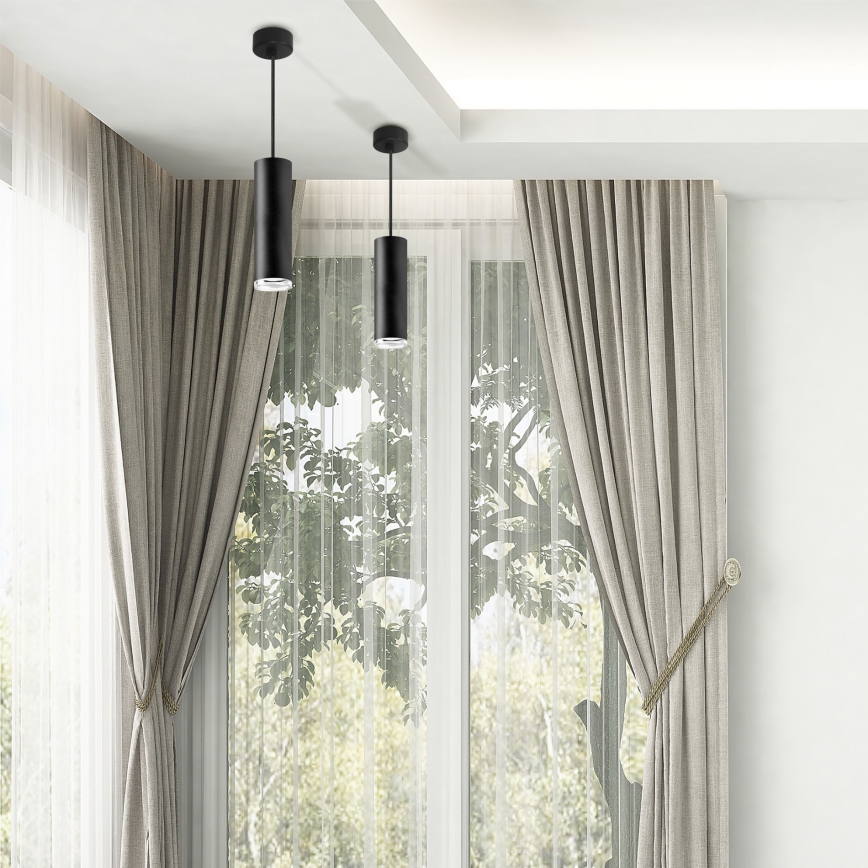 Lampadario da bagno dimmerabile LED RGBW con cavo TURYN 1xGU10/6,5W/230V 2700-6500K Wi-Fi IP44 nero
