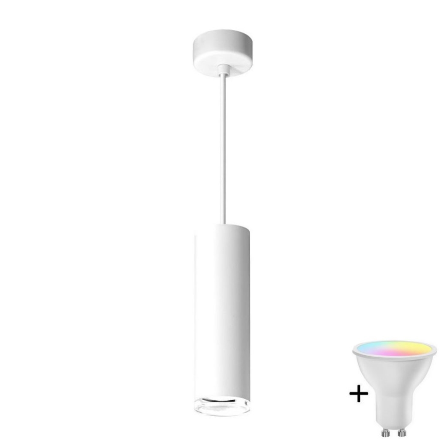 Lampadario da bagno LED RGBW dimmerabile a sospensione su cavo TURYN 1xGU10/6,5W/230V 2700-6500K Wi-Fi IP44 bianco