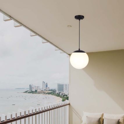 Lampadario da esterno a cavo 1xE27/60W/230V Ø 20 cm IP44 nero