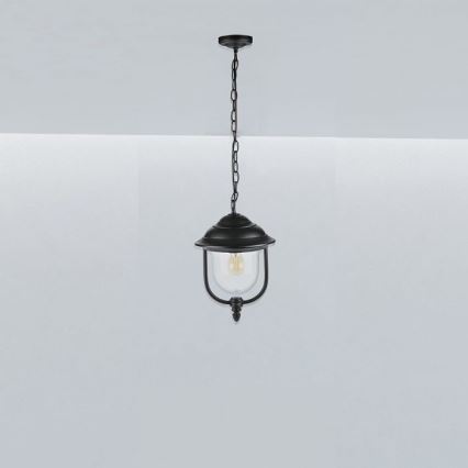 Lampadario da esterno a sospensione con catena 1xE27/60W/230V IP44 nero