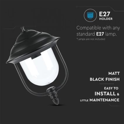 Lampadario da esterno a sospensione con catena 1xE27/60W/230V IP44 nero