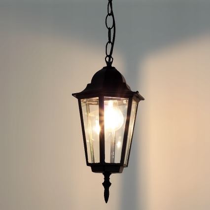 Lampadario da esterno a sospensione con catena 1xE27/60W/230V nero