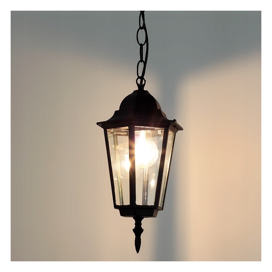 Lampadario da esterno a sospensione con catena 1xE27/60W/230V nero