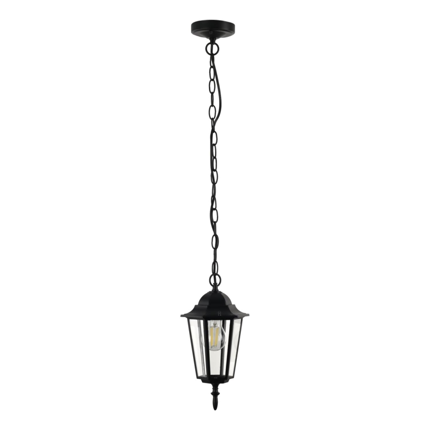 Lampadario da esterno a sospensione con catena ARRAIA 1xE27/15W/230V IP44 nero
