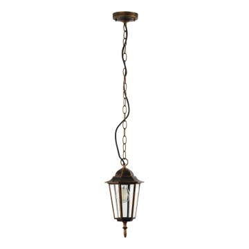 Lampadario da esterno a sospensione con catena ARRAIA 1xE27/15W/230V IP44 patina di bronzo