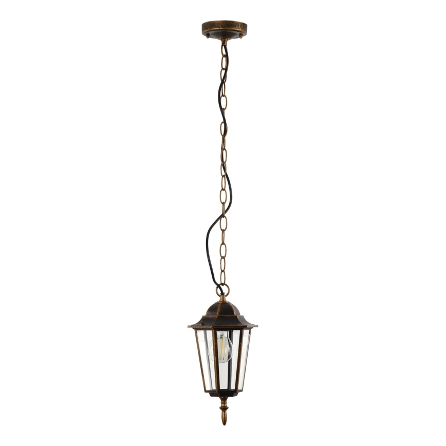 Lampadario da esterno a sospensione con catena ARRAIA 1xE27/15W/230V IP44 patina di bronzo