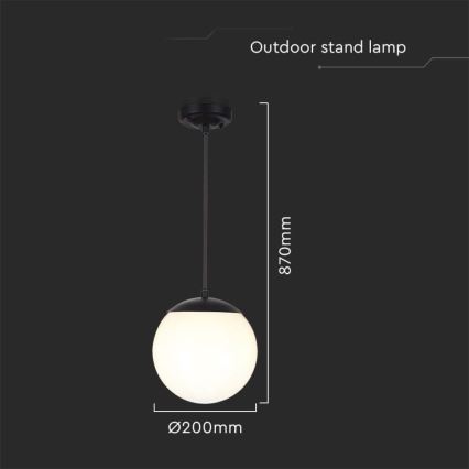 Lampadario da esterno a sospensione con filo 1xE27/60W/230V IP44 nero