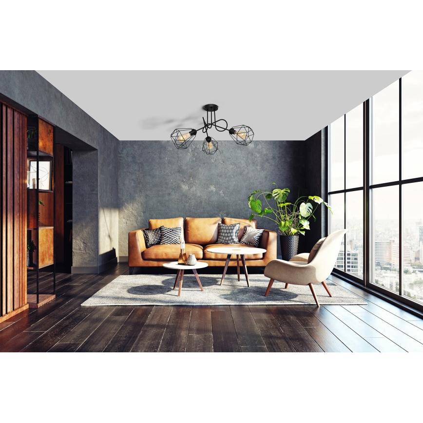 Lampadario da parete KARO 3xE27/15W/230V nero