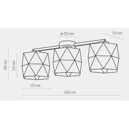 Lampadario da parete SIRO 3xE27/15W/230V nero/oro