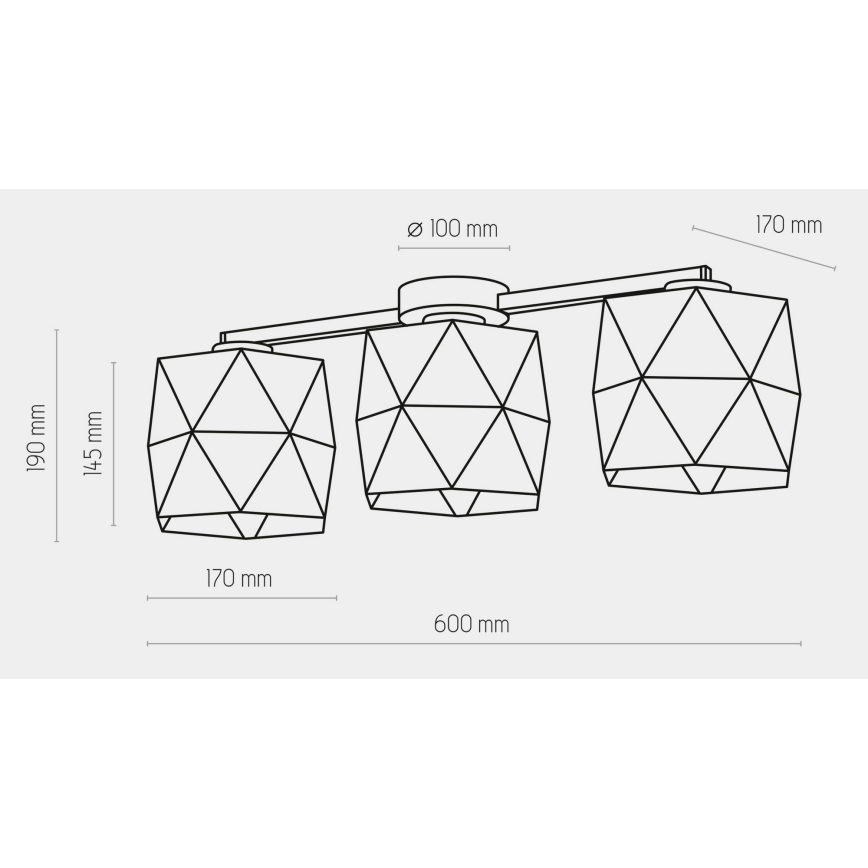 Lampadario da parete SIRO 3xE27/15W/230V nero/oro