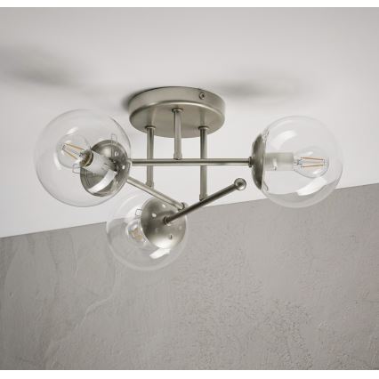 Lampadario da soffitto MALENA 3xE14/5W/230V cromo satinato/trasparente