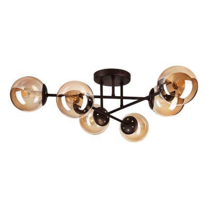 Lampadario da soffitto MALENA 6xE14/5W/230V marrone/beige fumé