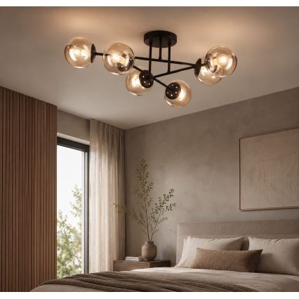 Lampadario da soffitto MALENA 6xE14/5W/230V marrone/beige fumé