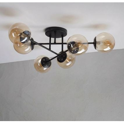 Lampadario da soffitto MALENA 6xE14/5W/230V marrone/beige fumé