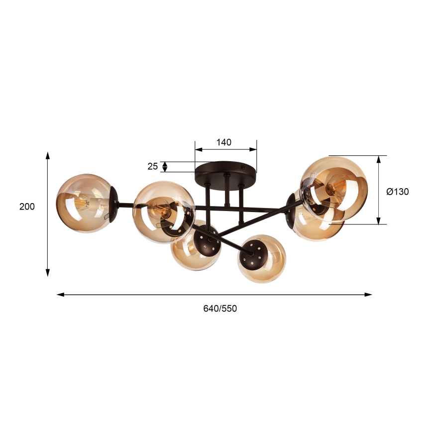 Lampadario da soffitto MALENA 6xE14/5W/230V marrone/beige fumé