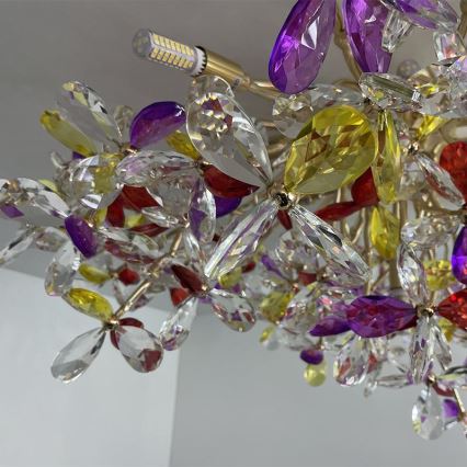 Lampadario di cristallo a plafone 12xG9/40W/230V colorato