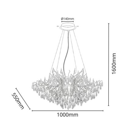 Lampadario di cristallo a sospensione 11xG9/40W/230V oro